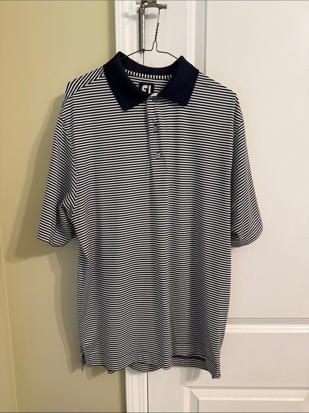 FootJoy Navy and White Striped Polo Shirt